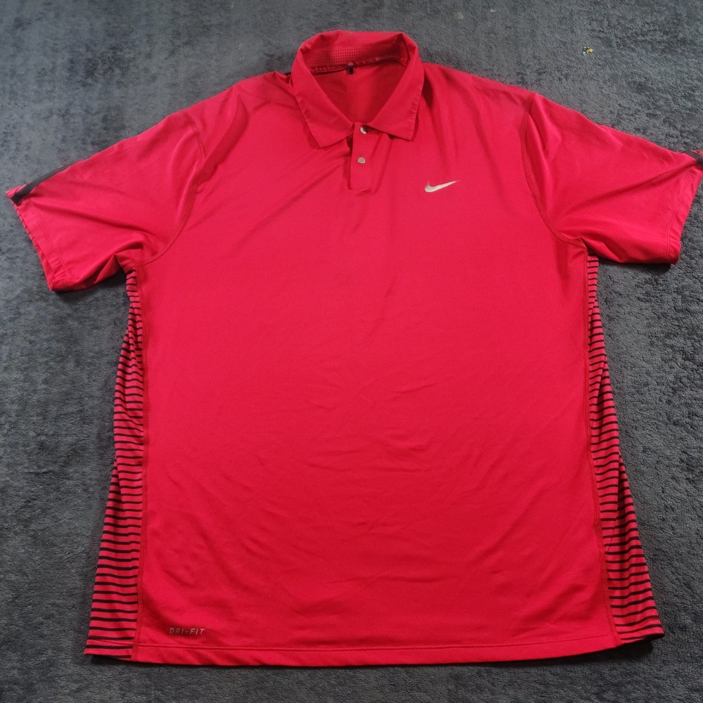 Nike Tiger Woods Collection Golf Polo Shirt Mens XL Sunday Red TW Stripe Snap